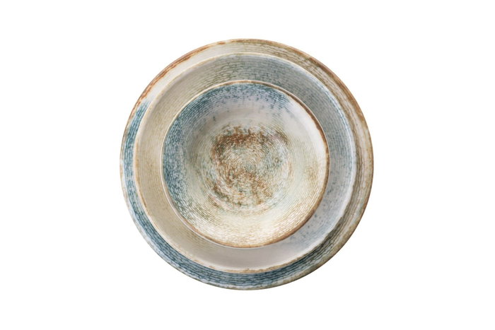 Hermia Juego de vajilla de porcelana de 18 piezas Beige y Turquesa